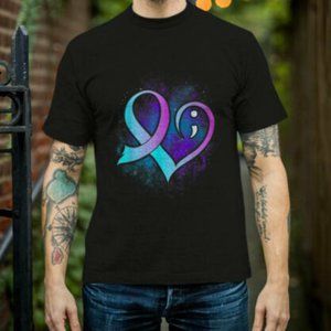 Heart Semicolon Suicide Prevention Mental Health Awareness T-Shirt